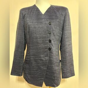 Vintage Giorgio Armani Women's Textured Navy Button-Front Coat Jacket size 8